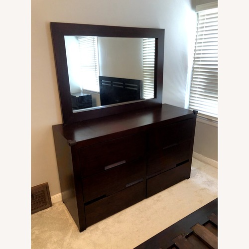 Used Dark Brown Wood Dresser with Detachable Mirror for sale on AptDeco