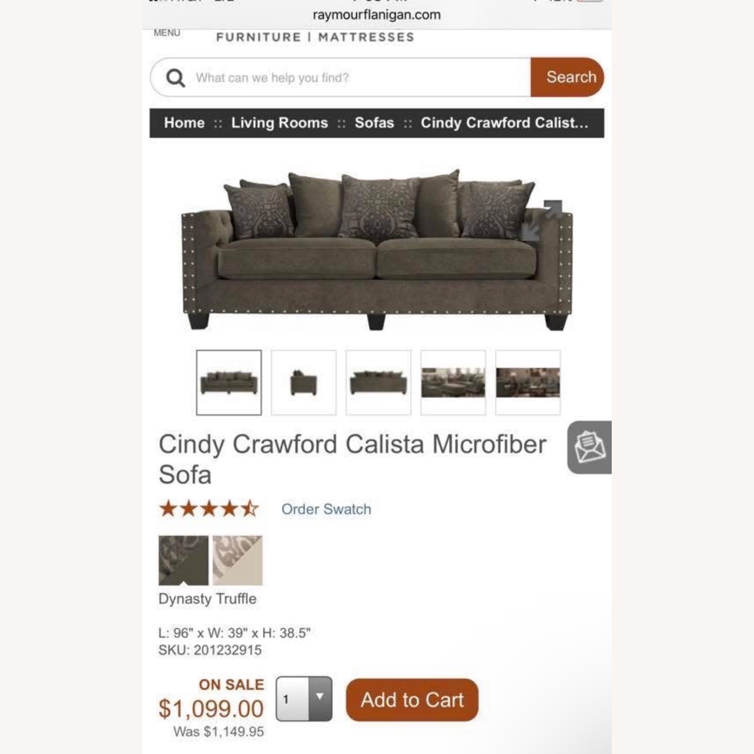 Raymour & Flanigan Dark Gray 3+ Seater Sofa - image-6