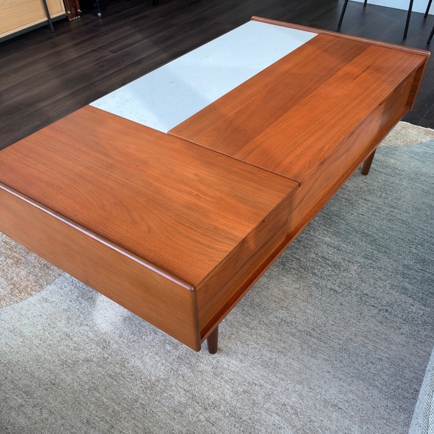 West Elm Mid-Century Marble Double Pop-Up Coffee Table (51") - image-2
