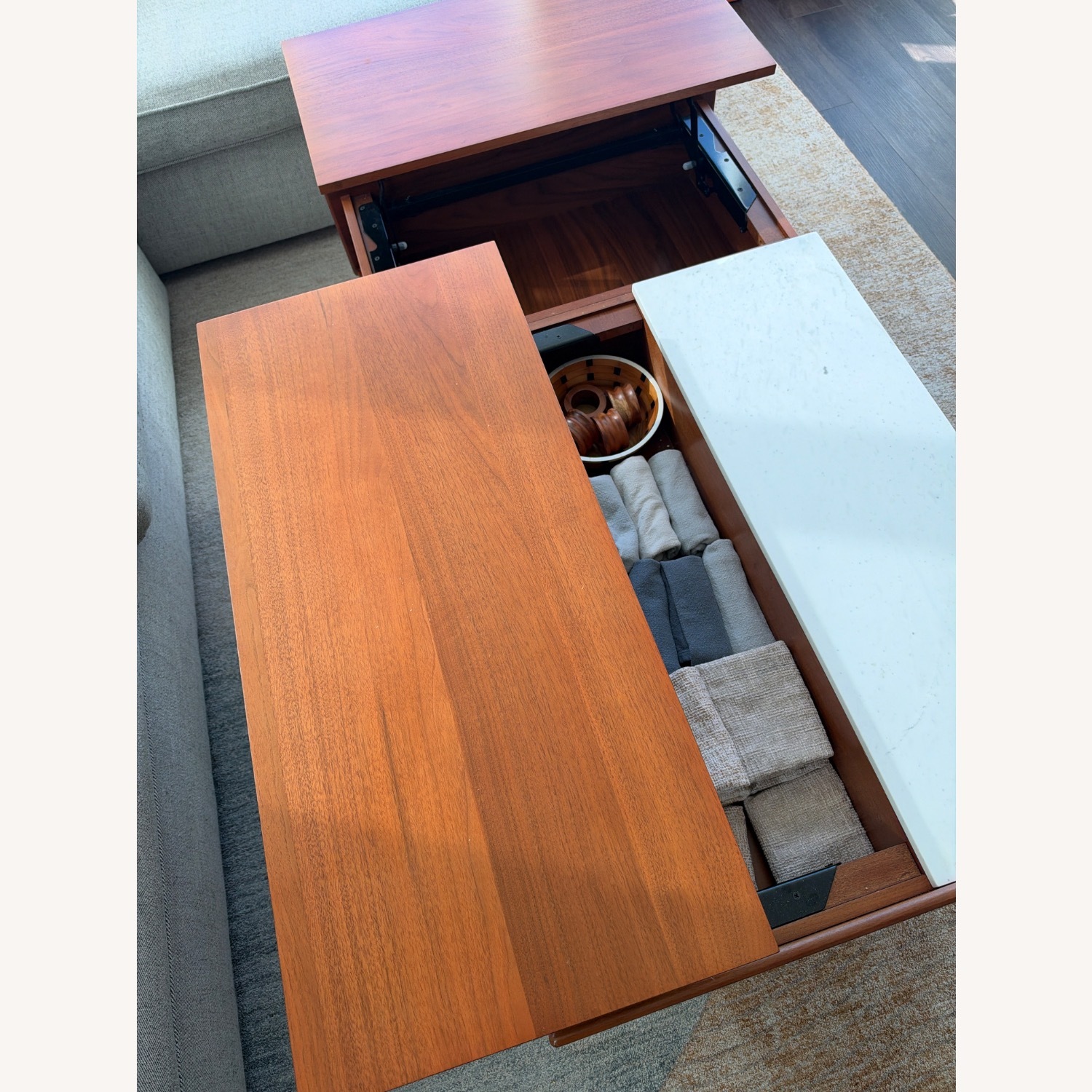 West Elm Mid-Century Marble Double Pop-Up Coffee Table (51") - image-13