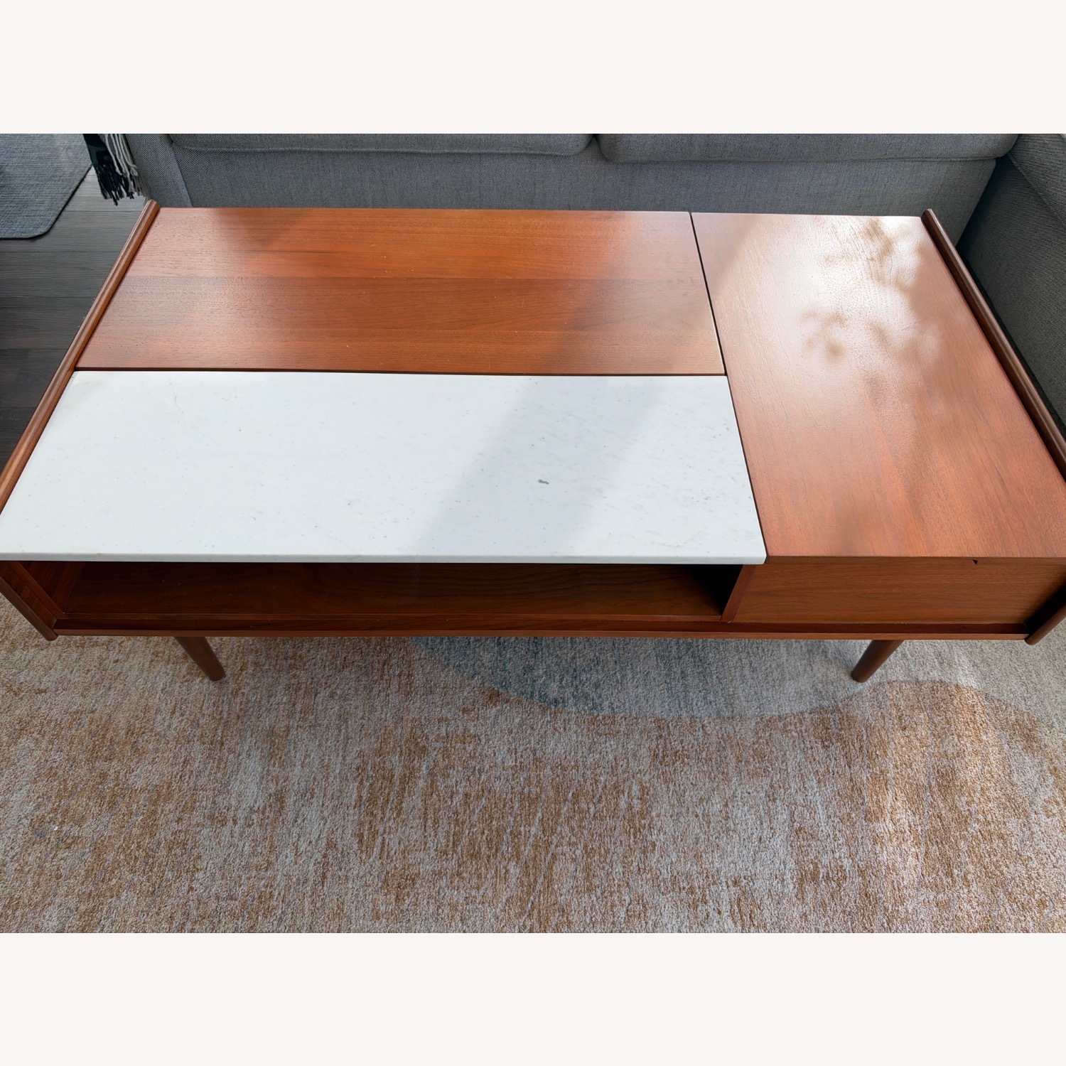 West Elm Mid-Century Marble Double Pop-Up Coffee Table (51") - image-9