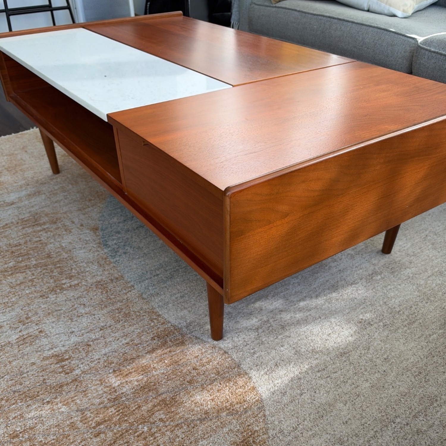 West Elm Mid-Century Marble Double Pop-Up Coffee Table (51") - image-10