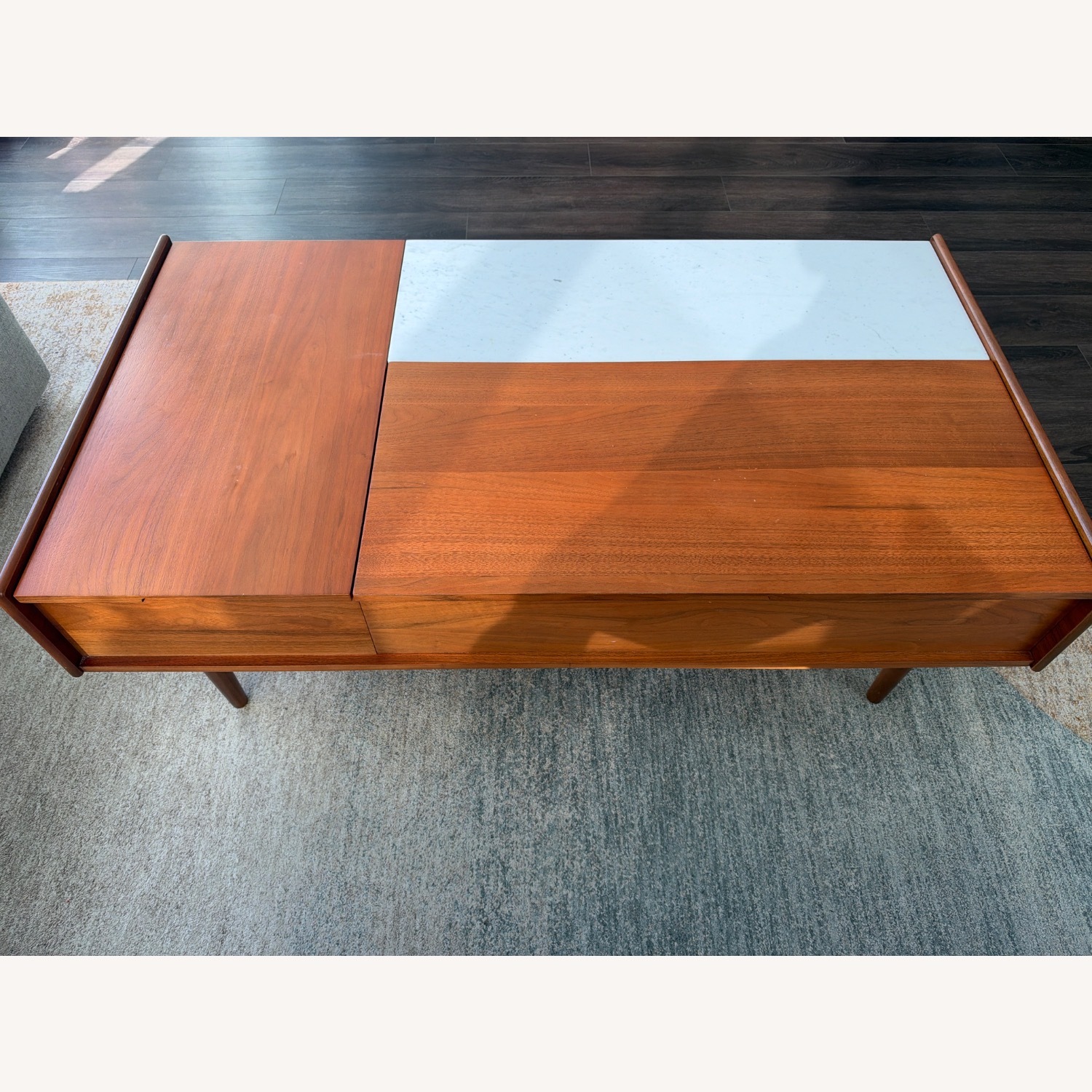West Elm Mid-Century Marble Double Pop-Up Coffee Table (51") - image-1