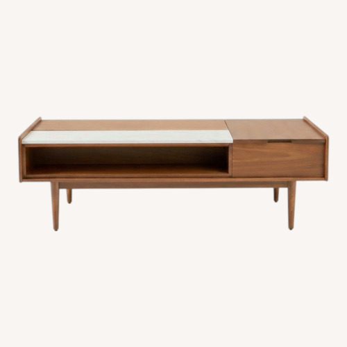 Used West Elm Mid-Century Marble Double Pop-Up Coffee Table (51") for sale on AptDeco