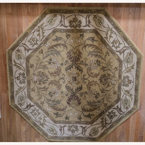 Used 5' x 5' Hand Tufted Wool Octagon Rug Gold Ivory for sale on AptDeco