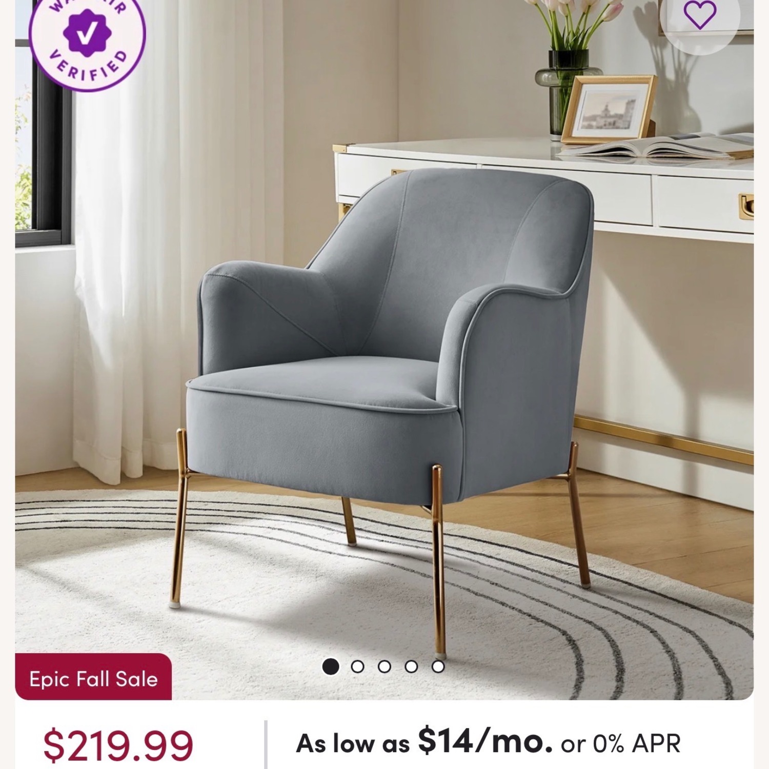 Wayfair Wide Grey Chair with Armrest - image-4