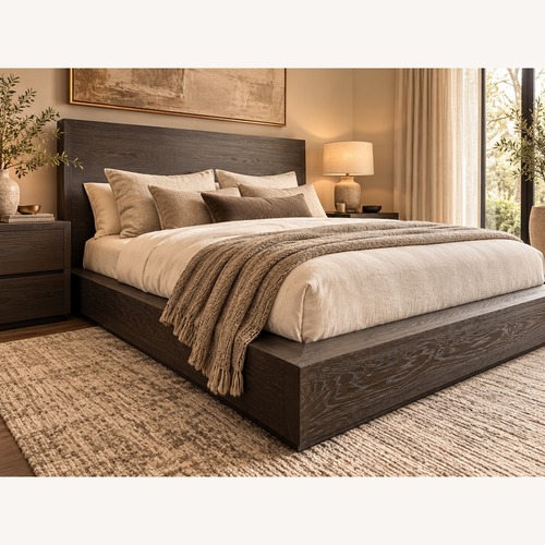 Used Restoration Hardware Machinto Panel Bed Queen Brown Oak for sale on AptDeco