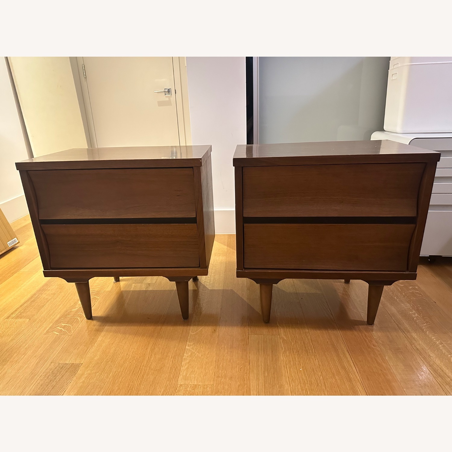 Midcentury Dark Brown Wood Nightstands - image-1
