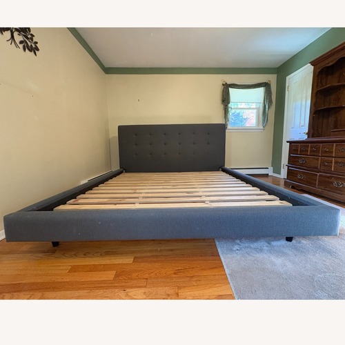 Used Crate & Barrel Dark Gray Fabric King Bed for sale on AptDeco
