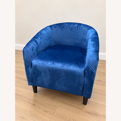 Used Navy Blue Velvet Barrel Chair for sale on AptDeco