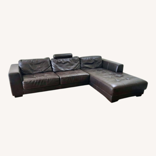 Used Cierre Imbottiti Brown Leather Sectional Sofa for sale on AptDeco