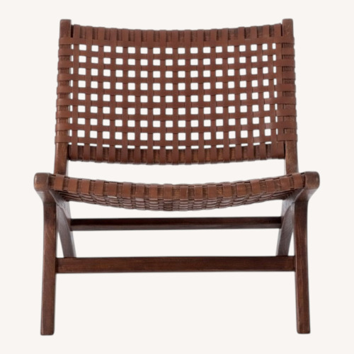 Used Safavieh Luna Dark Brown Leather Accent Chair for sale on AptDeco