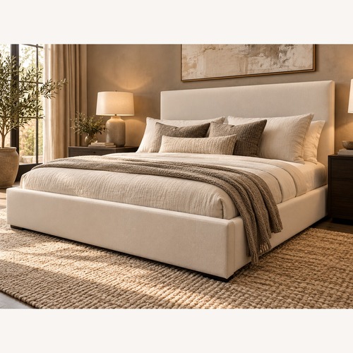 Used Restoration Hardware Lawson Fabric Panel Bed Queen Natural for sale on AptDeco