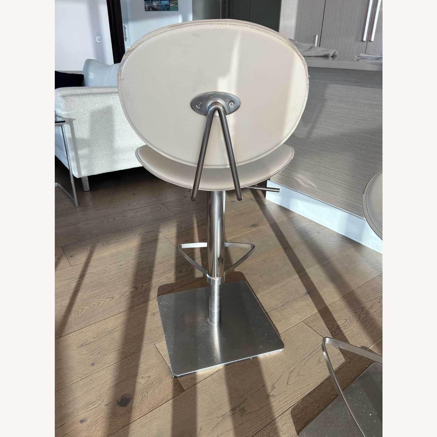 Scandinavian Designs White Leather Stools - image-2