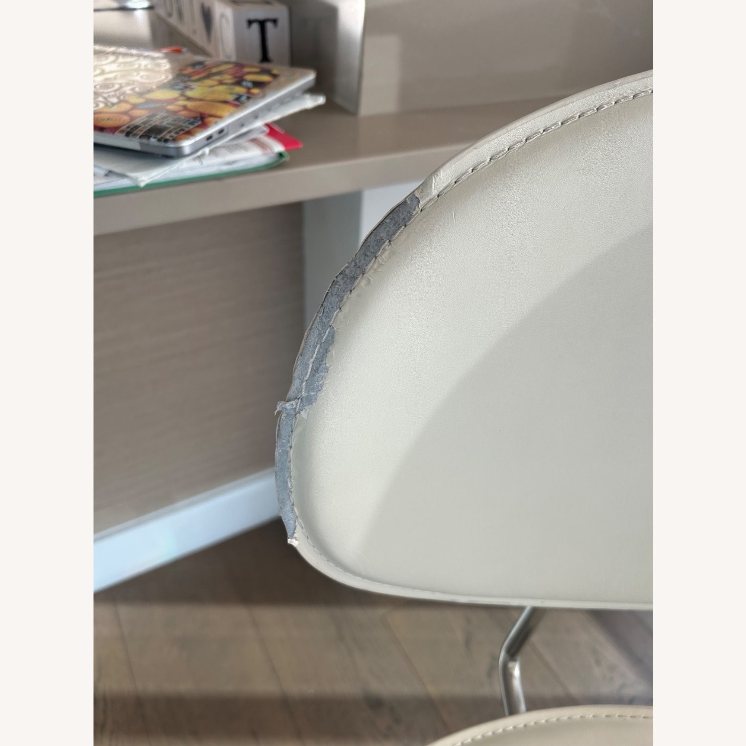 Scandinavian Designs White Leather Stools - image-3