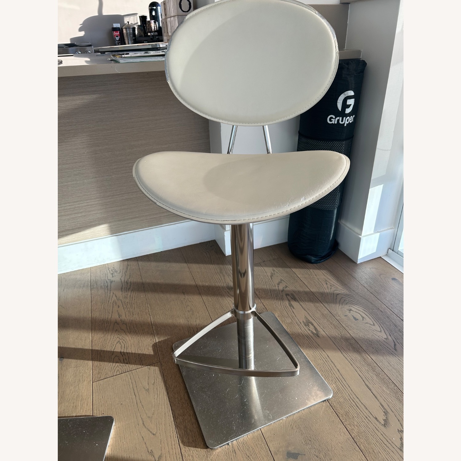 Scandinavian Designs White Leather Stools - image-1
