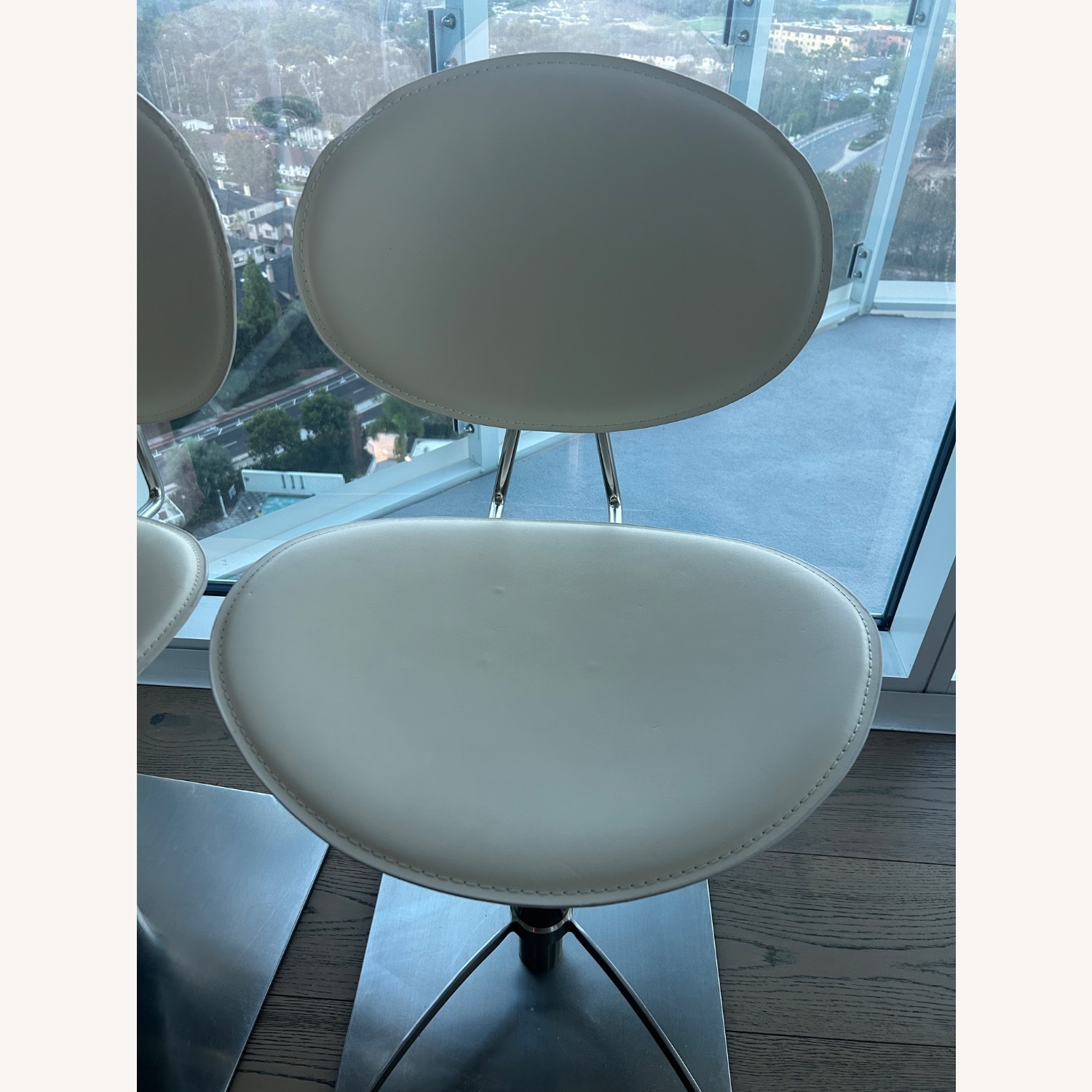 Scandinavian Designs White Leather Stools - image-5