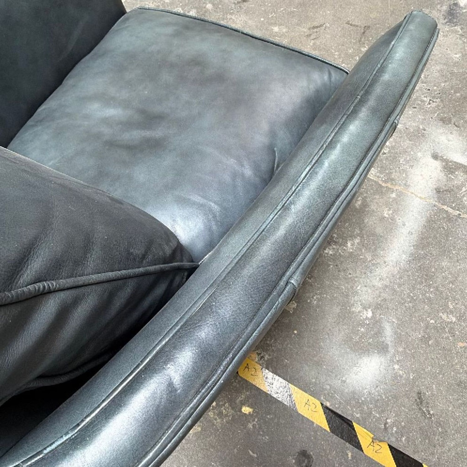 Bradington Young Dark Blue Leather Armchair - image-5