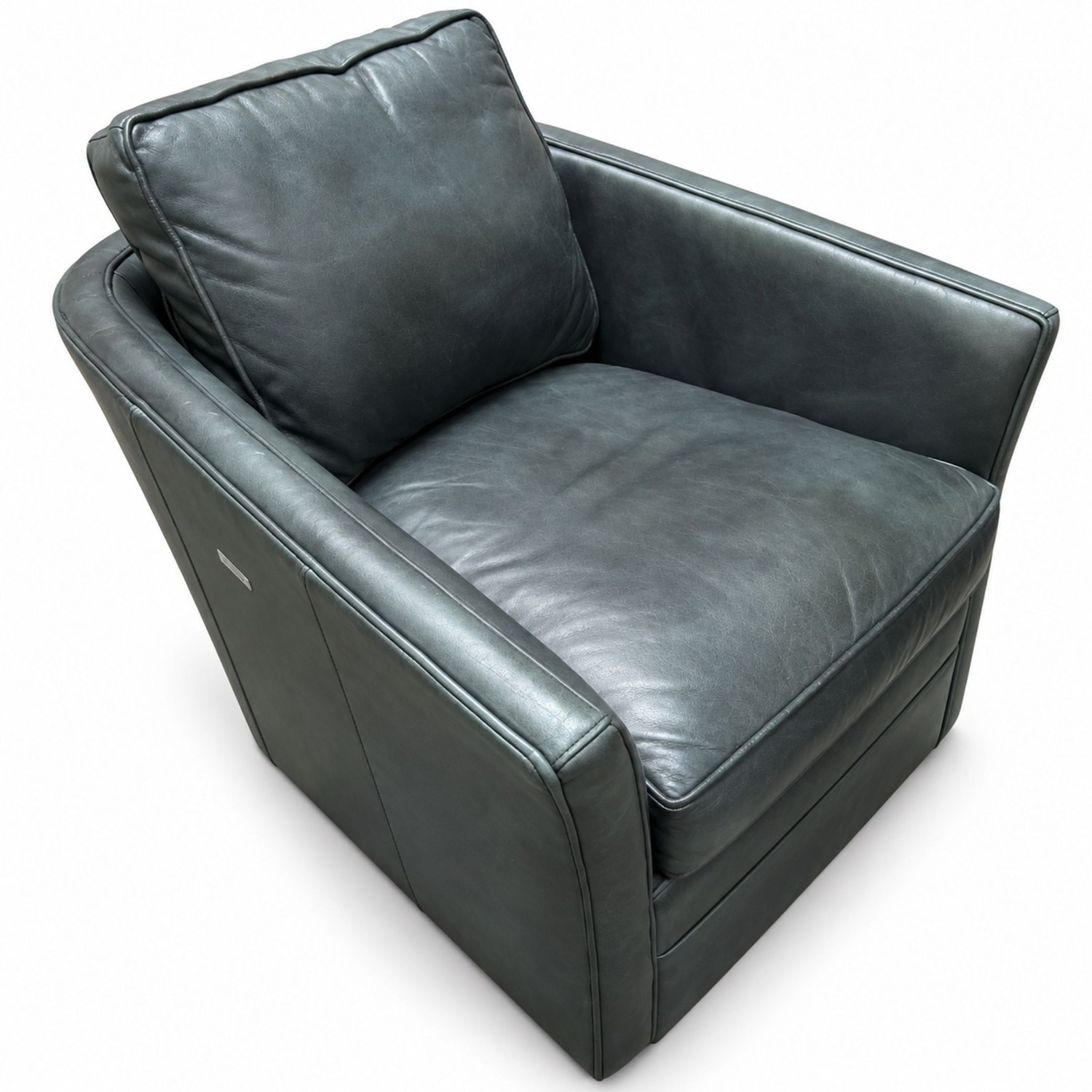 Bradington Young Dark Blue Leather Armchair - image-3