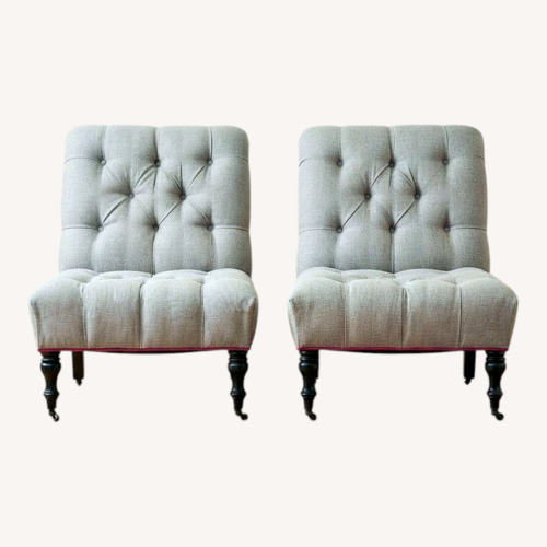 Used Vintage Light Gray Fabric Accent Chair for sale on AptDeco