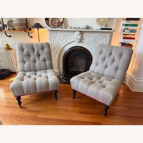 Used Vintage Light Gray Fabric Accent Chair for sale on AptDeco