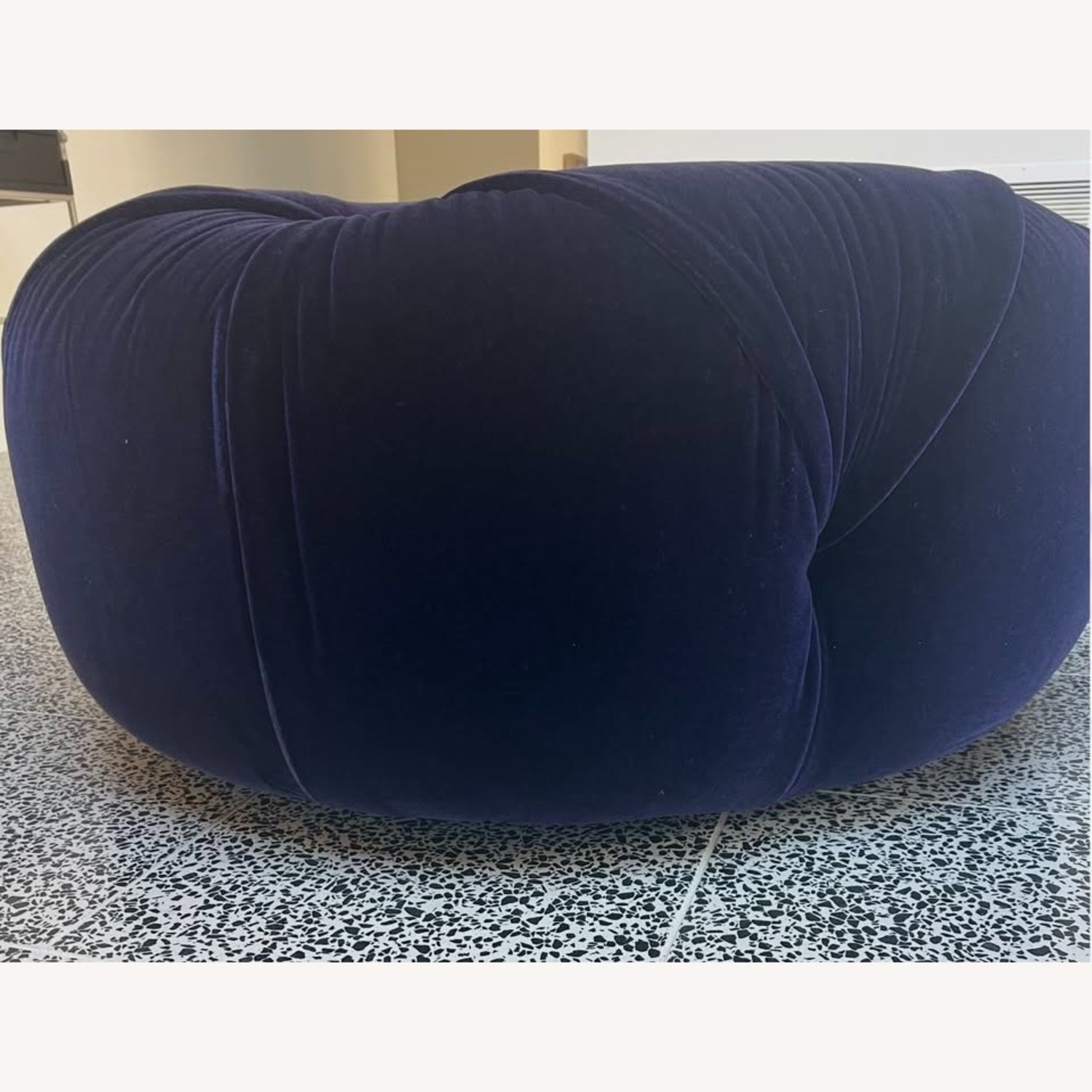 Plush Blue Mohair J. Robert Scott Tufted Ottoman - image-3