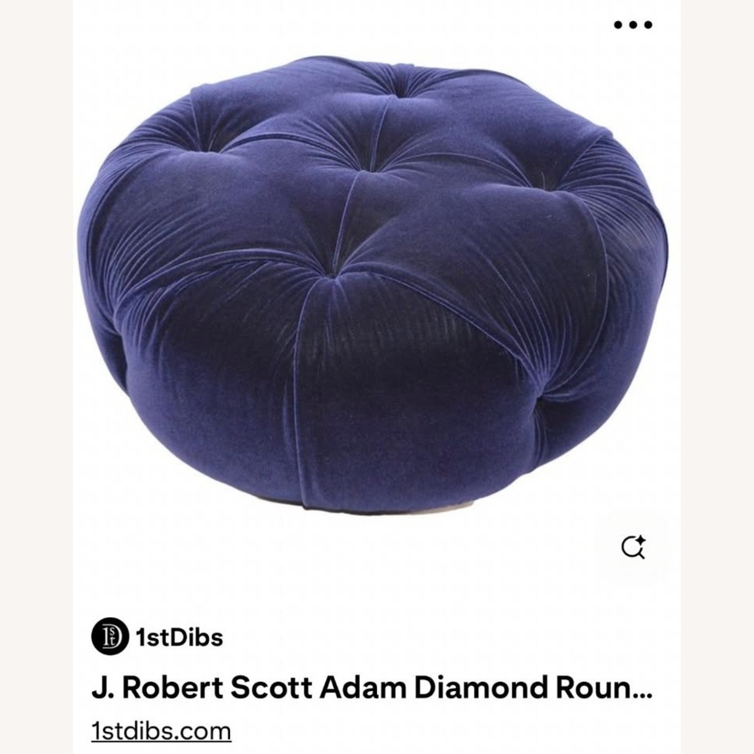 Plush Blue Mohair J. Robert Scott Tufted Ottoman - image-4