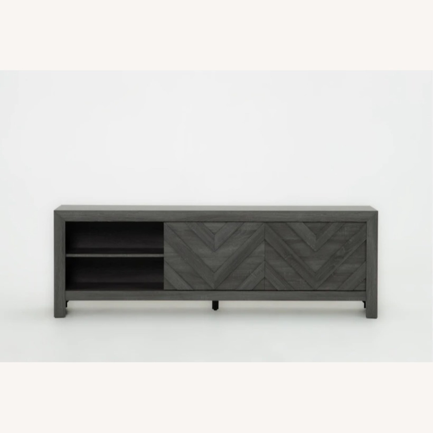 Baylor Grey 71” Modern Chevron Wood TV Stand - image-2
