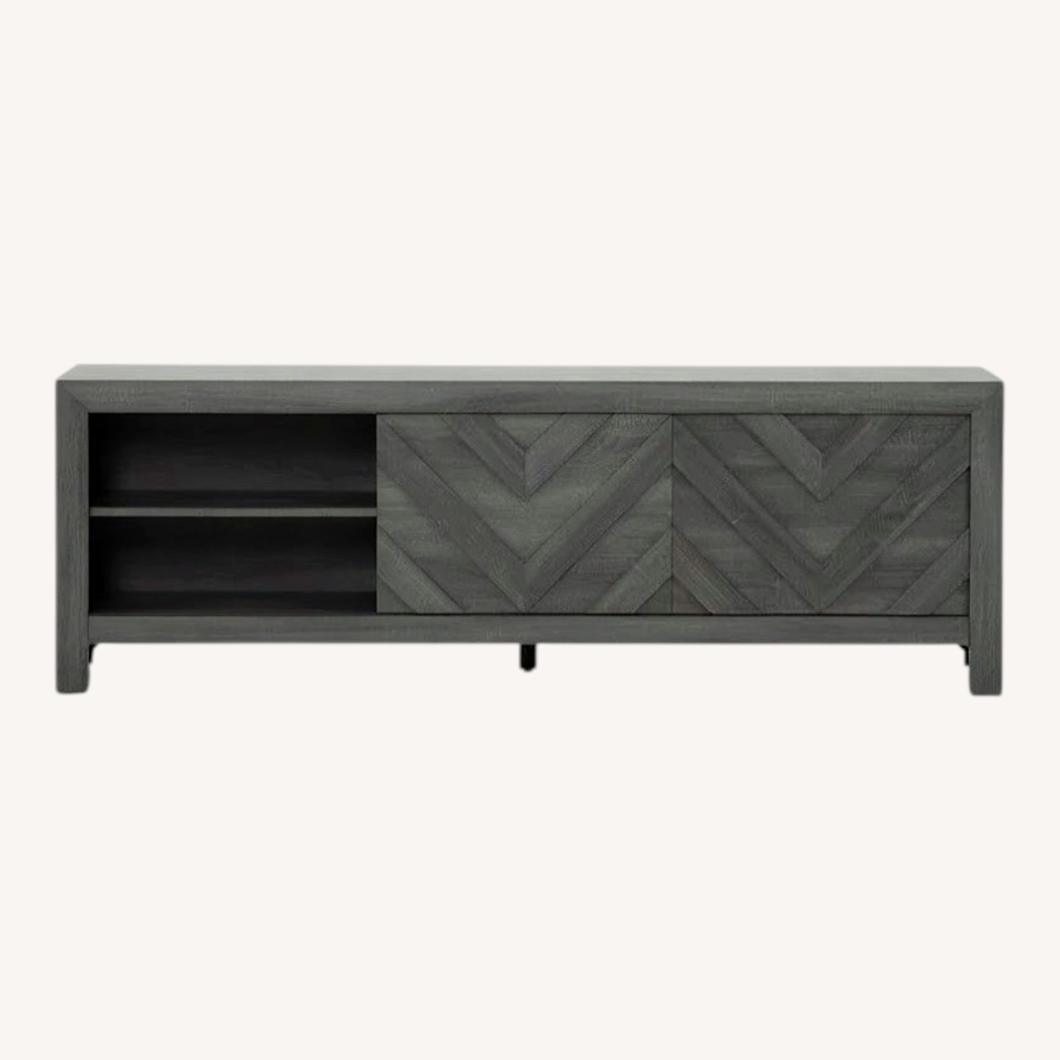 Baylor Grey 71” Modern Chevron Wood TV Stand - image-0