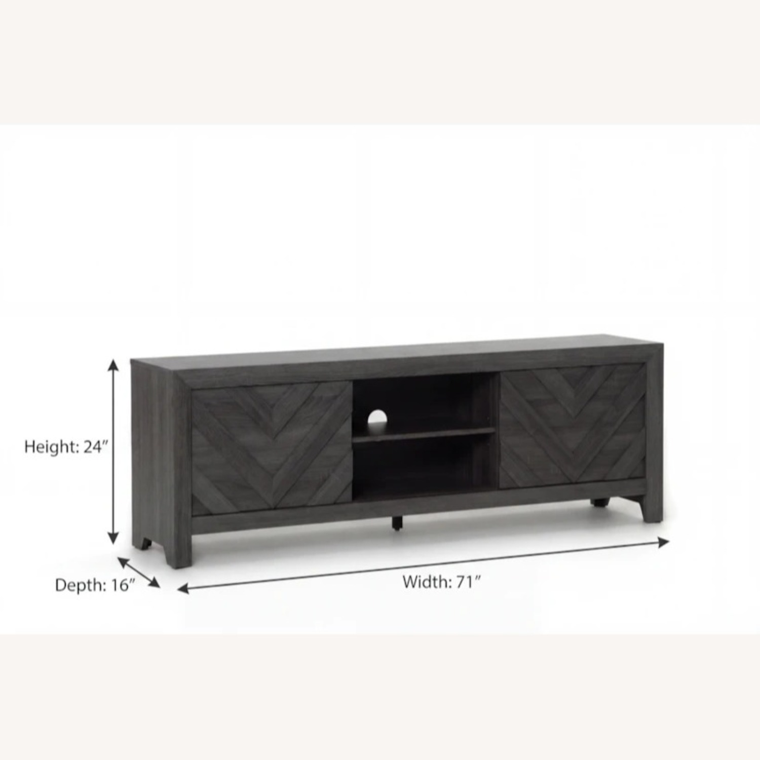 Baylor Grey 71” Modern Chevron Wood TV Stand - image-1
