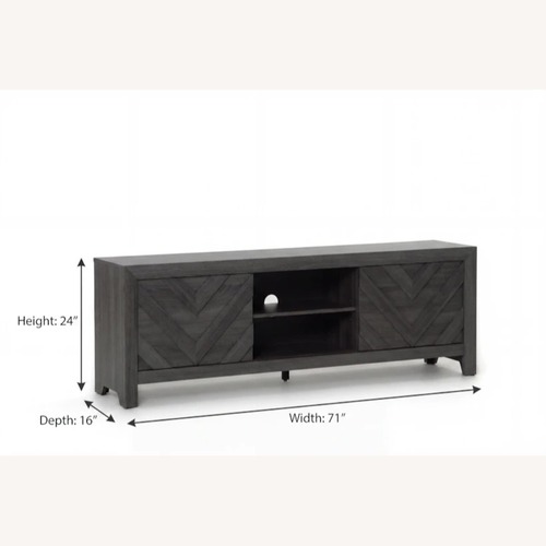 Used Baylor Grey 71” Modern Chevron Wood TV Stand  for sale on AptDeco