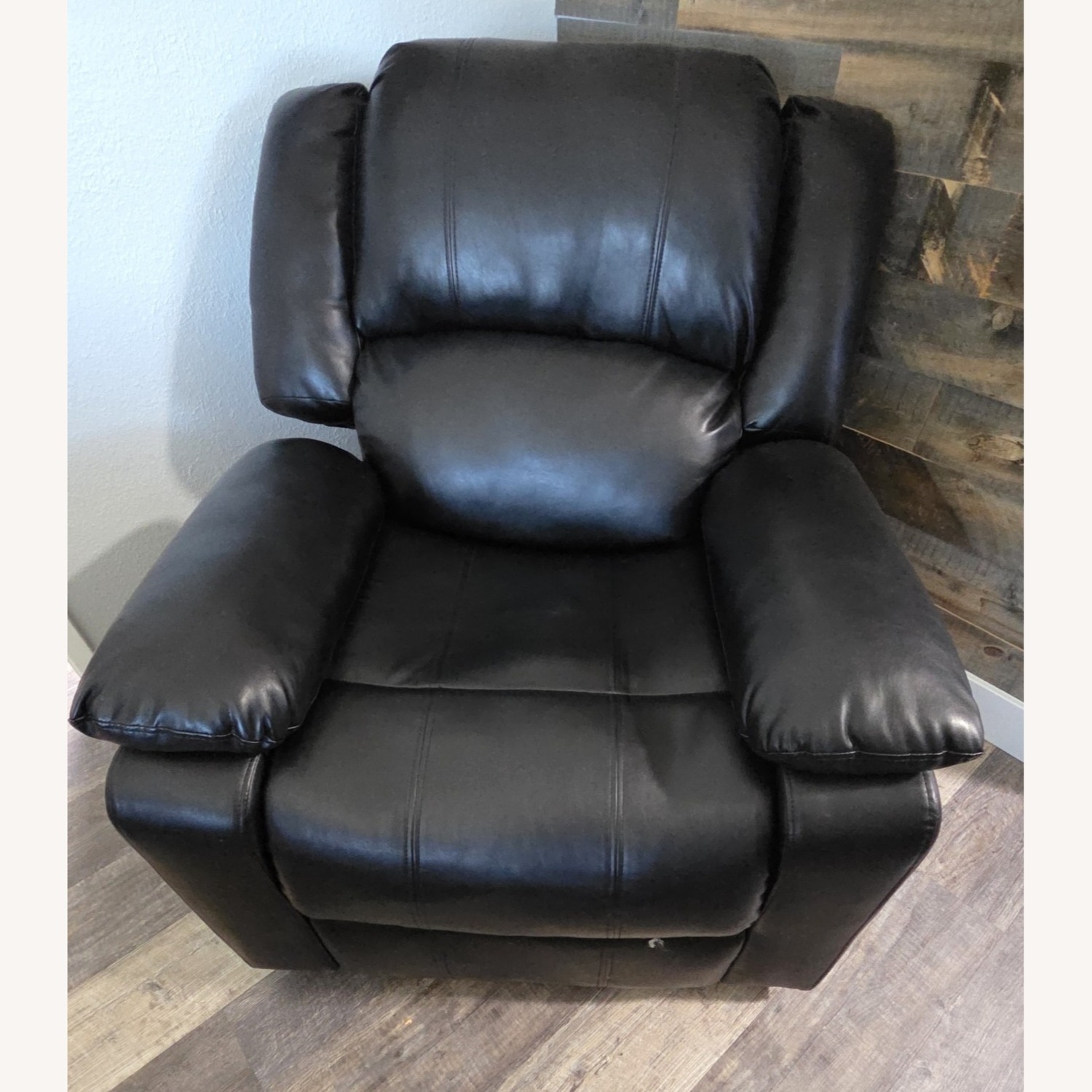Black Faux Leather Single Seater Recliner - image-1