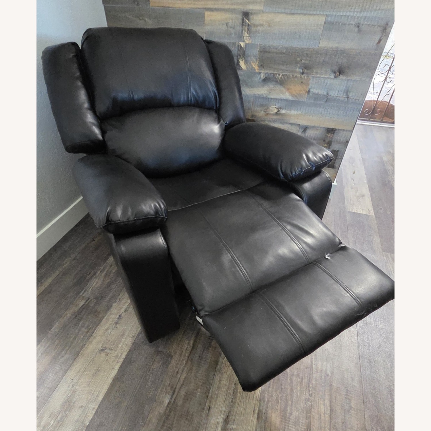 Black Faux Leather Single Seater Recliner - image-2