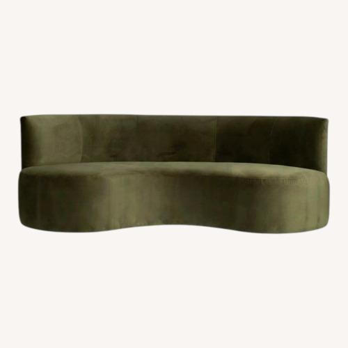 Used Curved Kidney-Shaped Sofa in Forest Green Velvet for sale on AptDeco