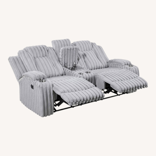 Used Wayfair Light Gray Fabric Loveseat Double Recliner for sale on AptDeco
