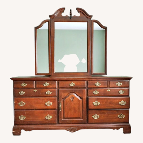 Used Vintage Wooden Dresser with Triple Mirror for sale on AptDeco