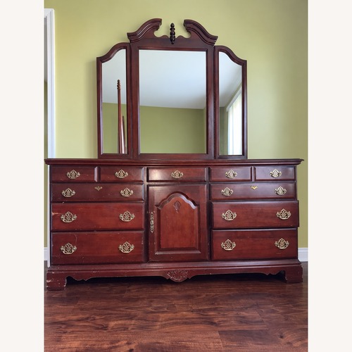 Used Vintage Wooden Dresser with Triple Mirror for sale on AptDeco