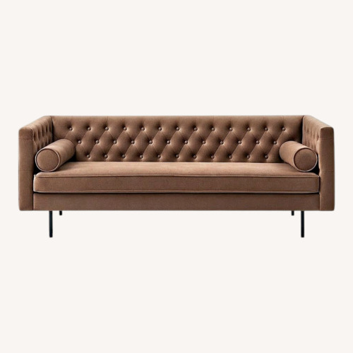 Used AllModern Dark Brown Velvet 2 Seater Sofa for sale on AptDeco