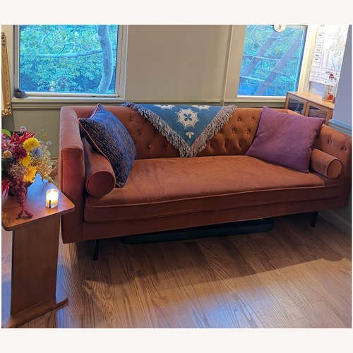 Used AllModern Dark Brown Velvet 2 Seater Sofa for sale on AptDeco
