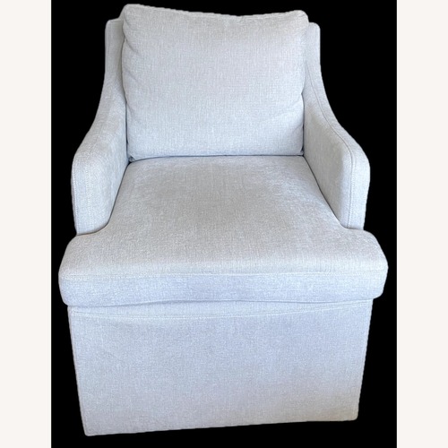 Used Bed Bath & Beyond Chenille Upholstered Chair on Casters for sale on AptDeco