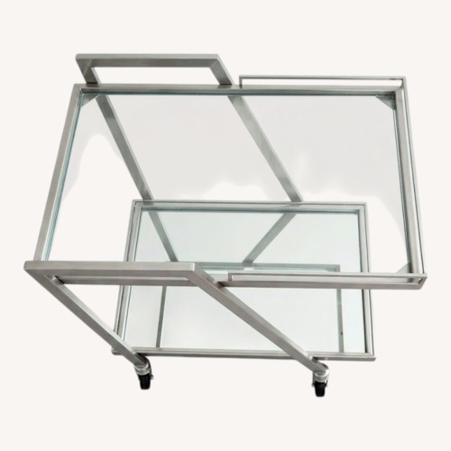 Used Amara Modern Silver Metal & Glass Rolling Bar Cart for sale on AptDeco