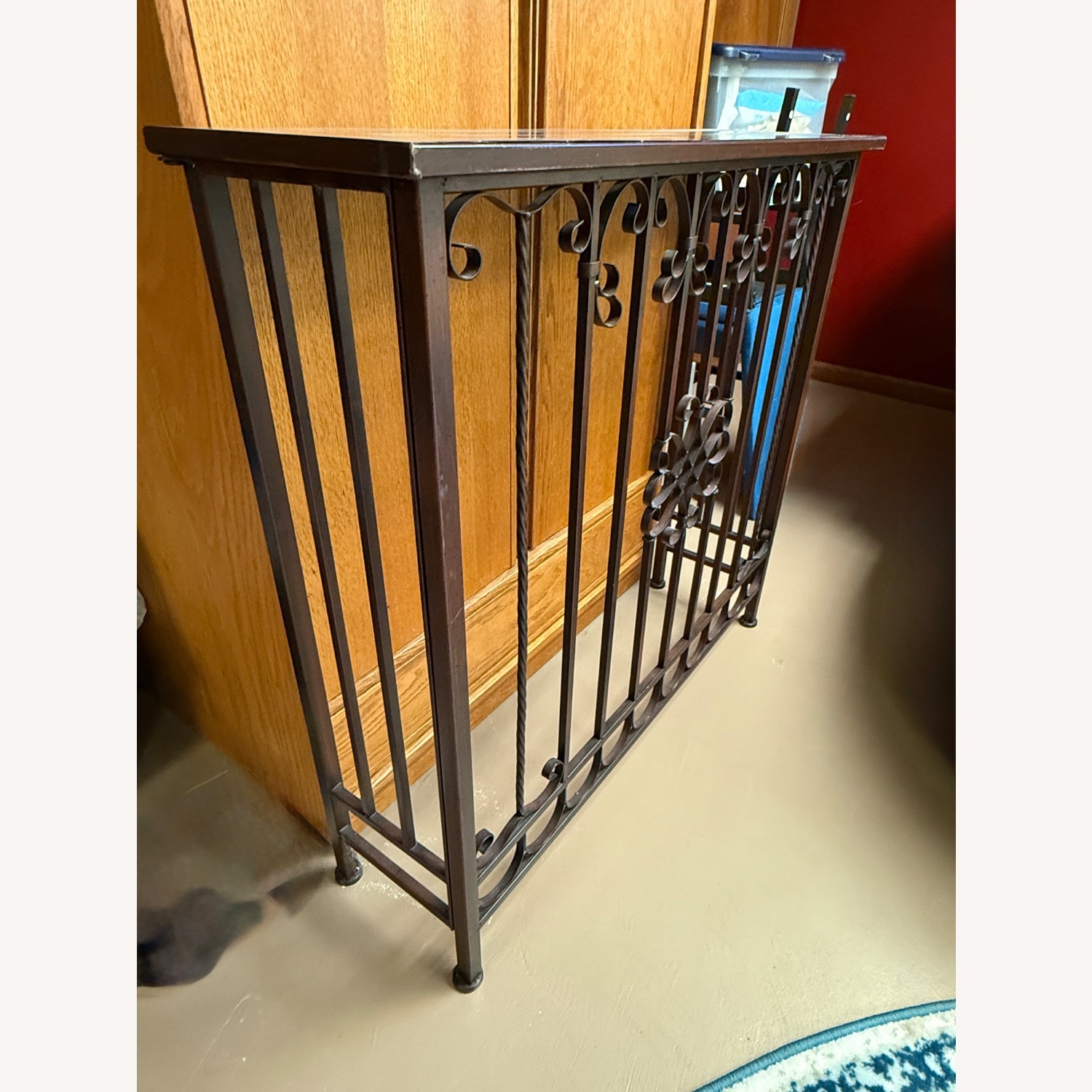 Dark Brown Metal Console Entryway Table - image-2