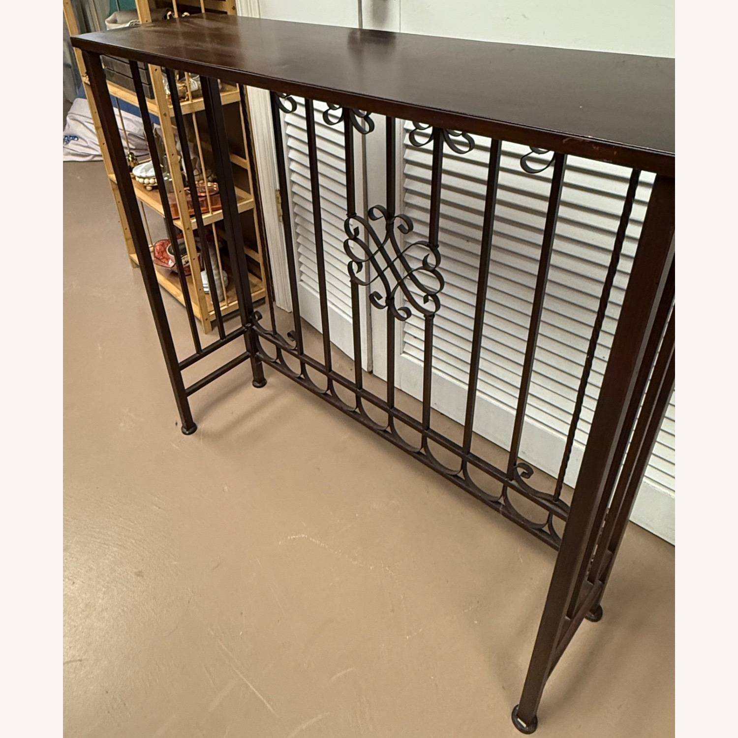 Dark Brown Metal Console Entryway Table - image-3