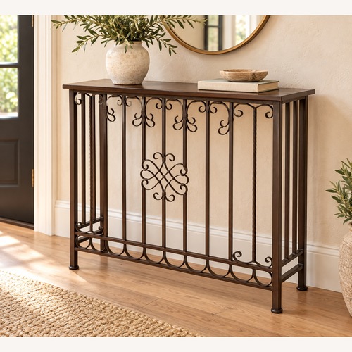 Used Dark Brown Metal Console Entryway Table for sale on AptDeco