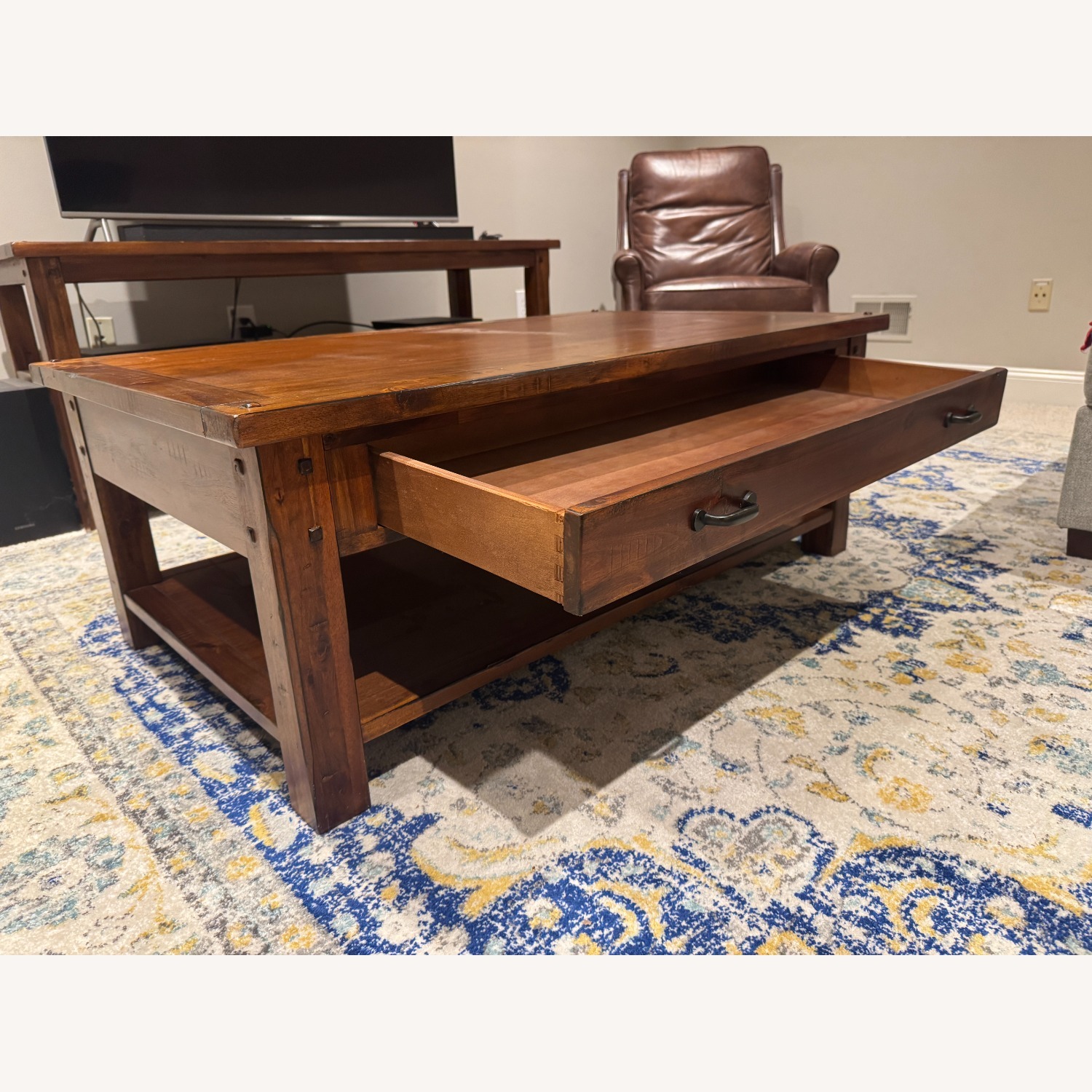 World Market Dark Brown Wood Coffee Table - image-1