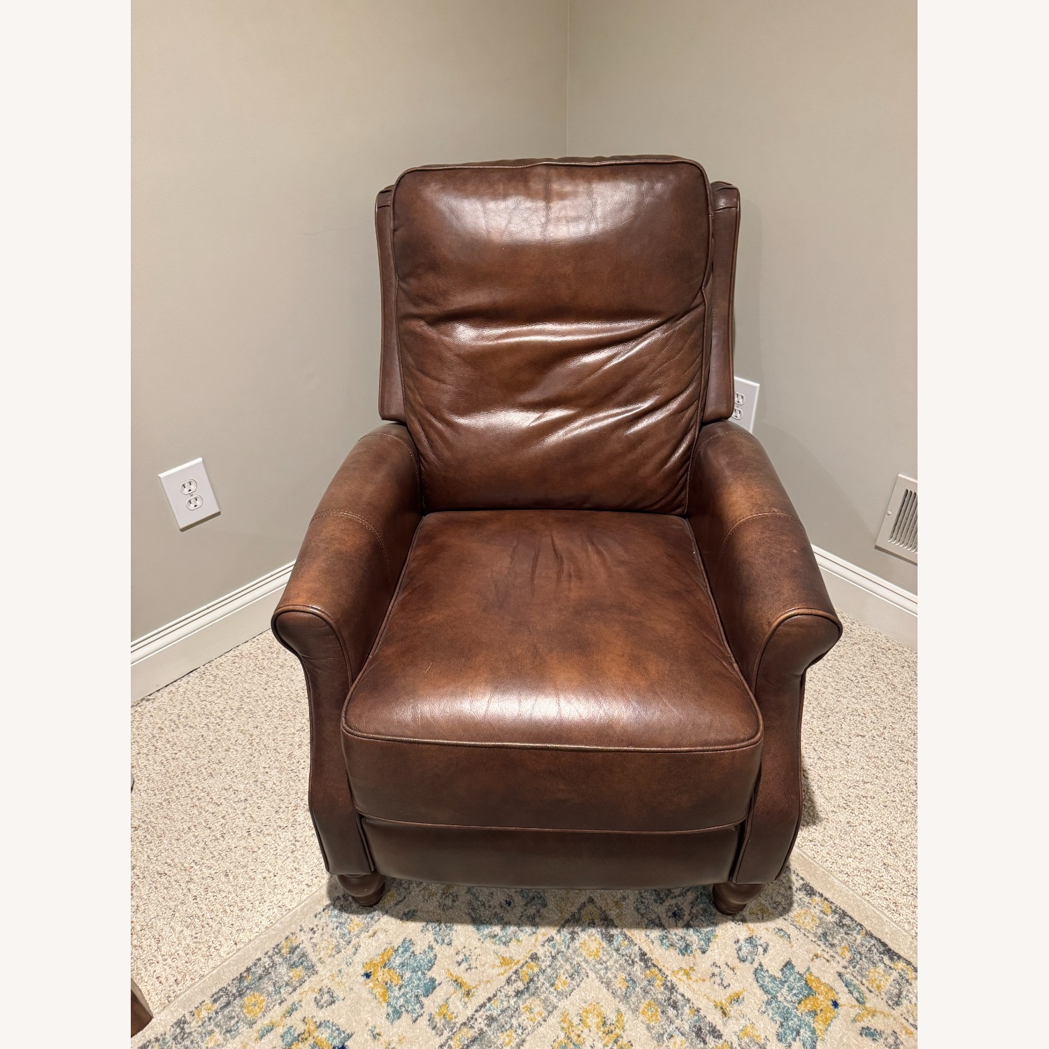 Macy's Barstow Saddle Leather Push-Back Recliner  - image-4
