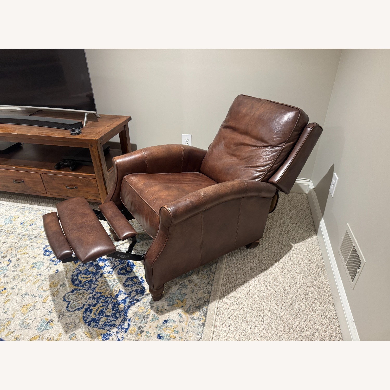 Macy's Barstow Saddle Leather Push-Back Recliner  - image-2