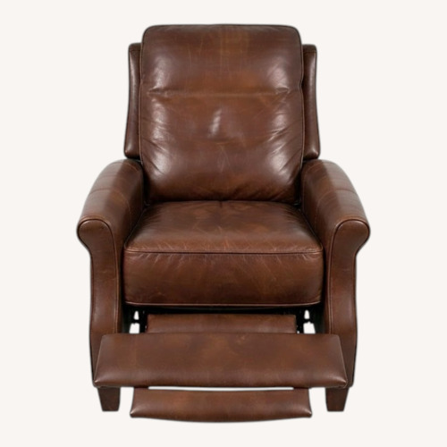 Used Macy's Barstow Saddle Leather Push-Back Recliner for sale on AptDeco