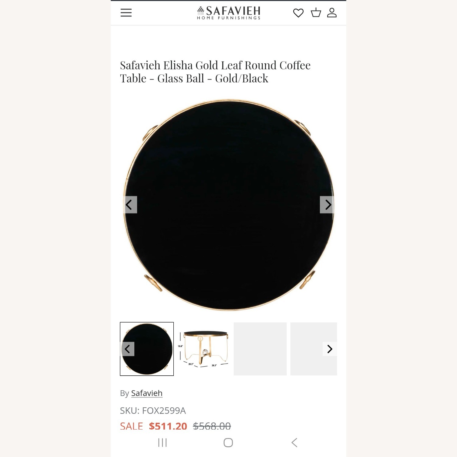 Safavieh Gold And Black Coffee Table - image-2