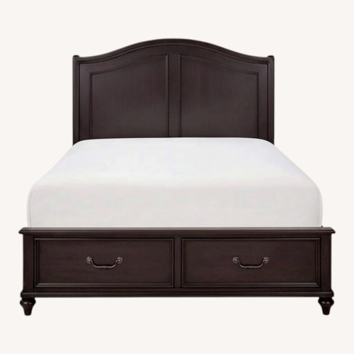 Used Raymour & Flanigan Black Wood King Bed for sale on AptDeco